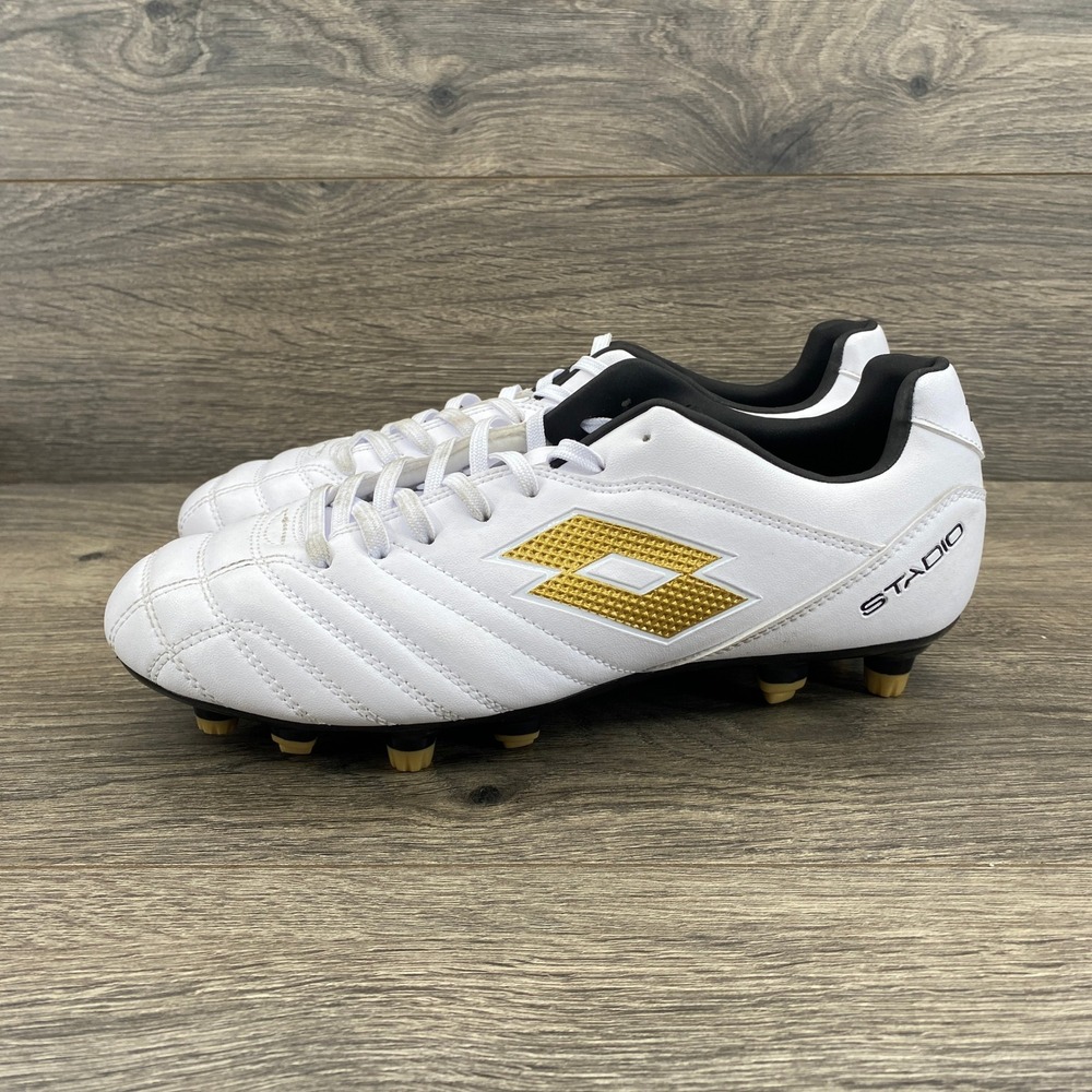 Lotto Stadio Soccer Cleats Mens Size 7 White Gold Black Firm Ground